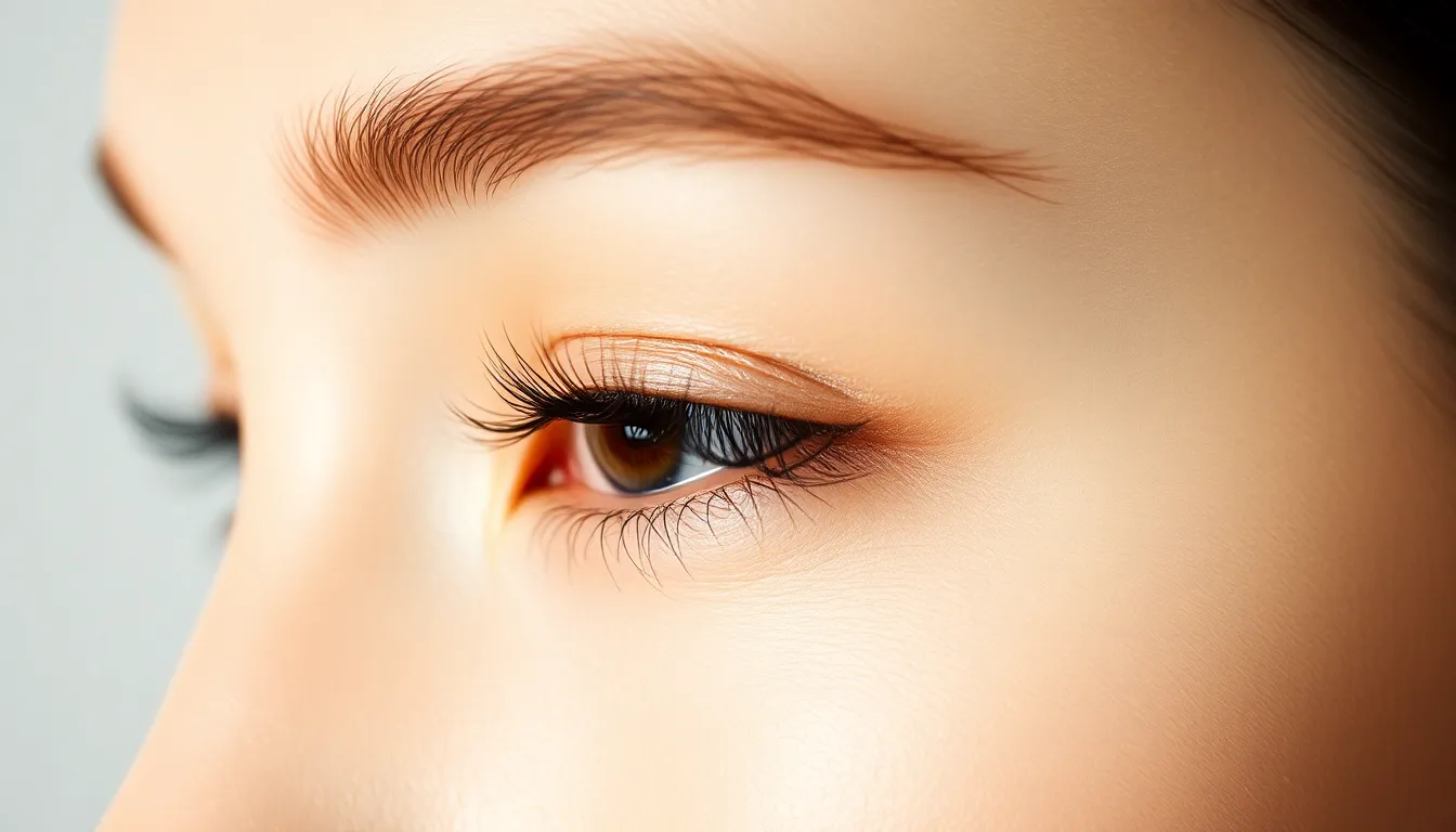 Close-up of natural-looking eyelash extension shapes applied lash-by-lash on an almond-shaped eye, demonstrating precision lash mapping at Serenity Beaute Singapore