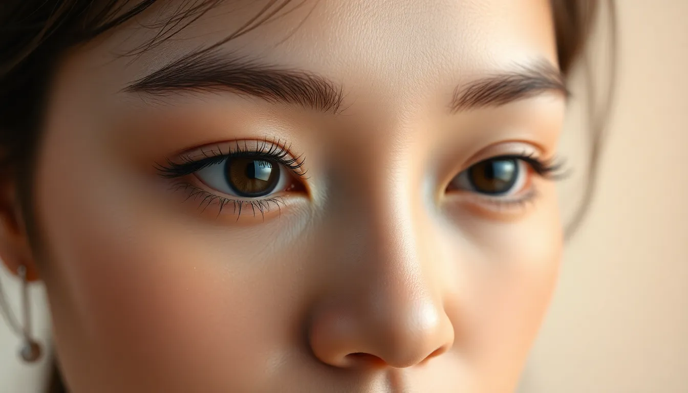 Natural lash extensions applied lash-by-lash on a Singapore woman, soft studio lighting showing precise craftsmanship